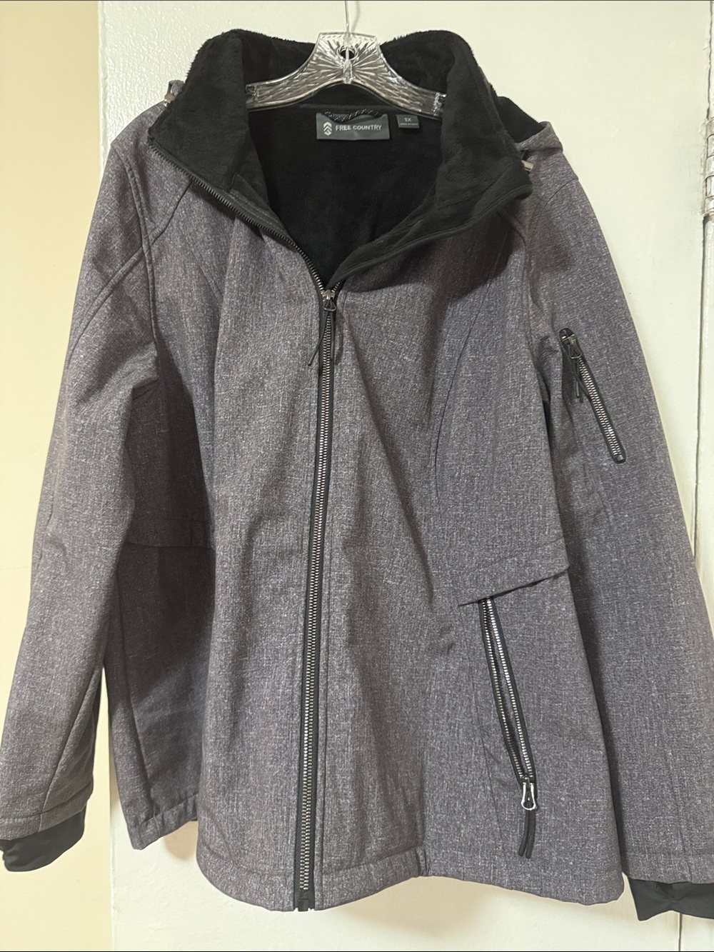 Free Country Women's Heather Charcoal Zip Utility Jacket